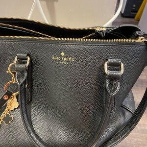 kate spade Black Pebbled Leather Triple-Compartment  satchel